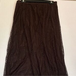 Women’s Brown Lace A-Line Skirt- Size XL Elastic Casual Flowing